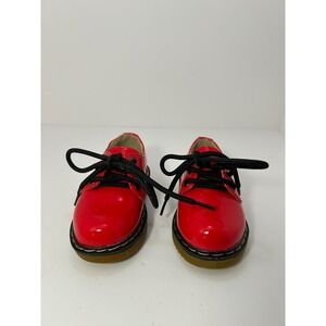 Kids Red Patent Leather Oxford Shoes Lace Up Chunky Sole Size 5.5